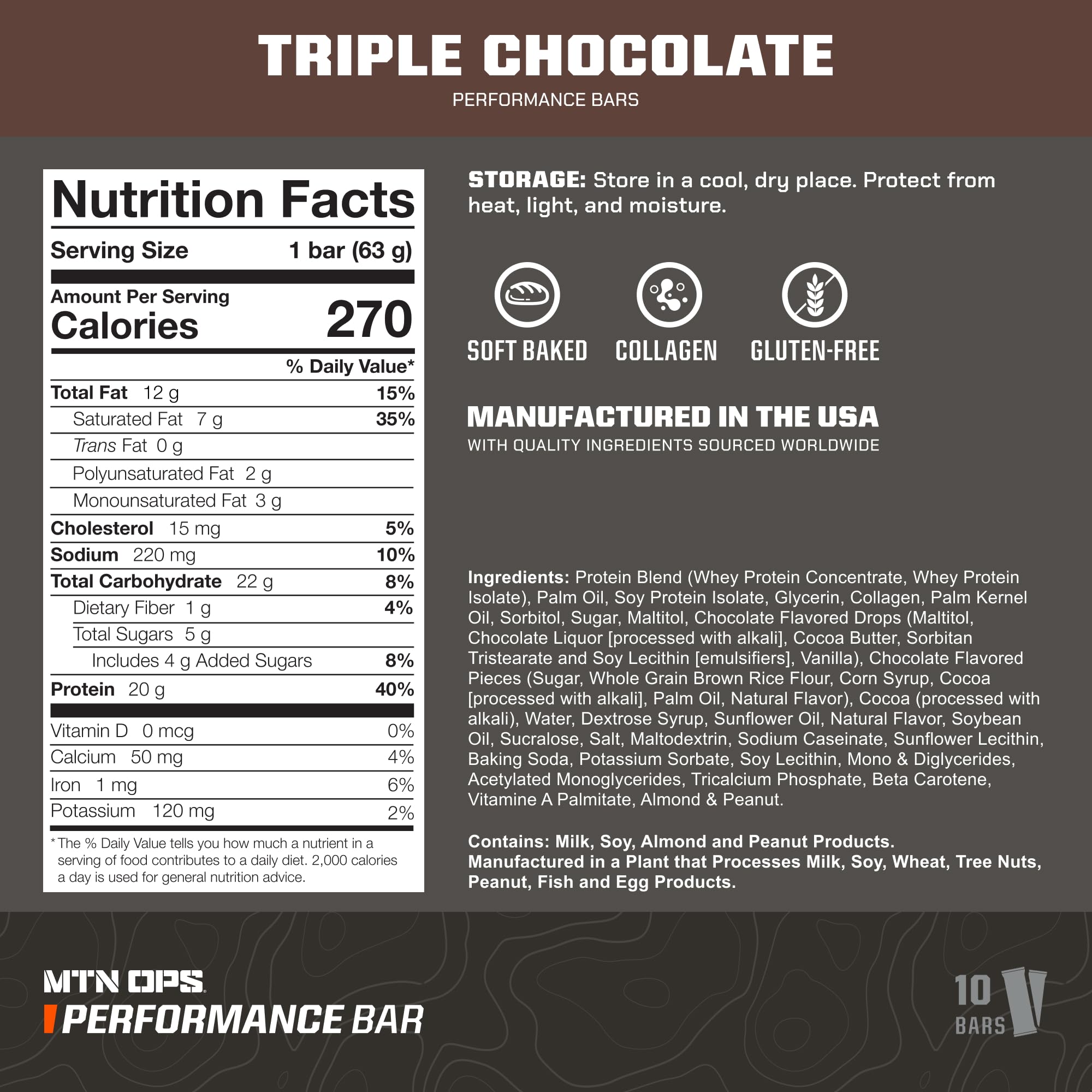 MTN OPS Triple Chocolate Mudslide bar wrapped for convenient on-the-go protein.