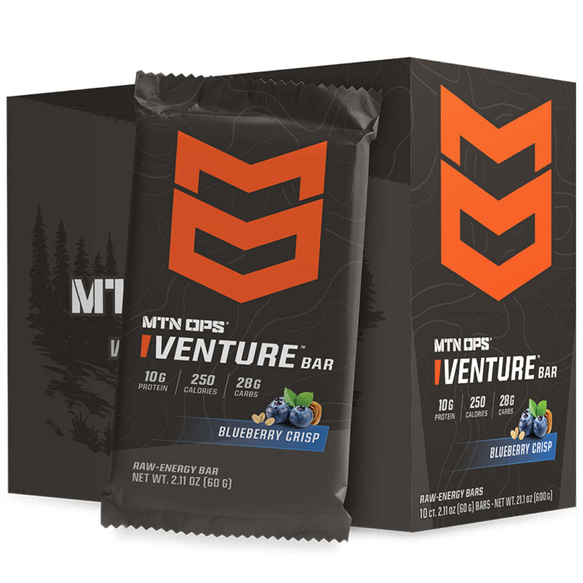 MTN OPS Venture Bar Blueberry Crisp pack showcases convenient on-the-go energy