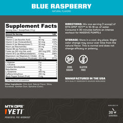 MTN OPS YETI blue raspberry shake showing flavor in a glass