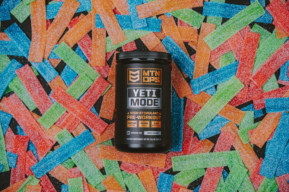 Close-up of beta-alanine and creatine ingredients in Yeti Mode formula.