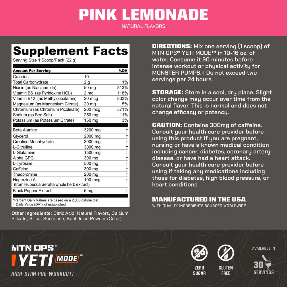 MTN OPS Yeti Mode beta-alanine tingling detail signaling endurance-focused blend in action