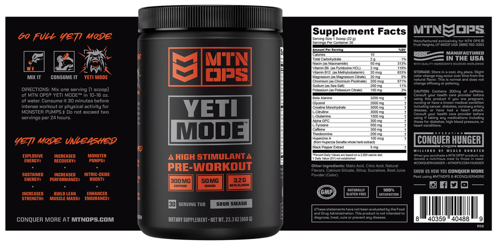 Powder texture and Sour Smash flavor appearance of MTN OPS Yeti Mode.