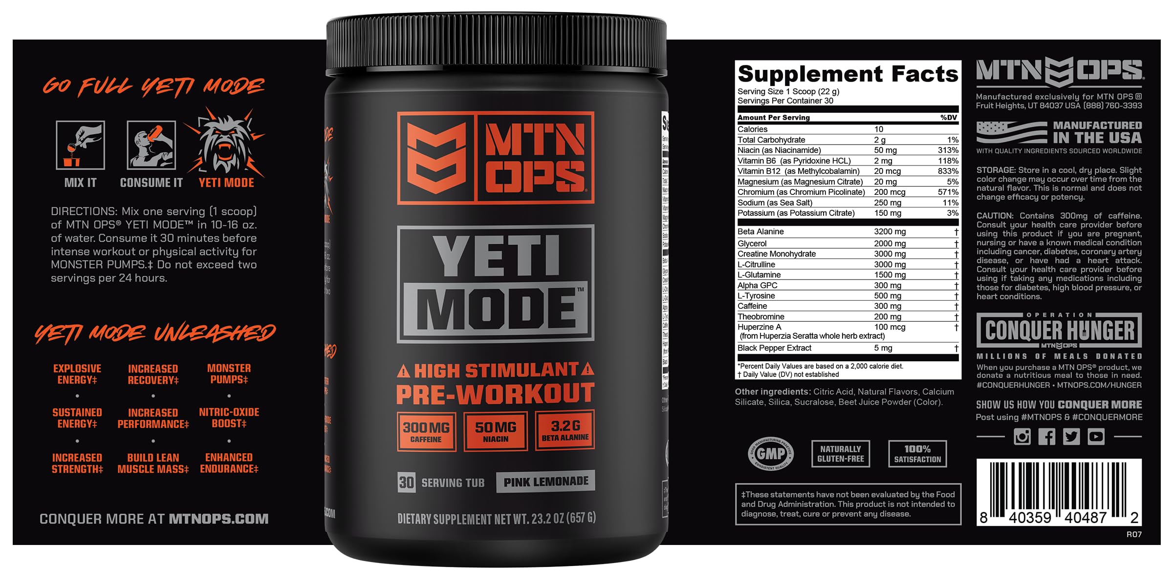 MTN OPS Yeti Mode gym setting with bold label emphasizes energy