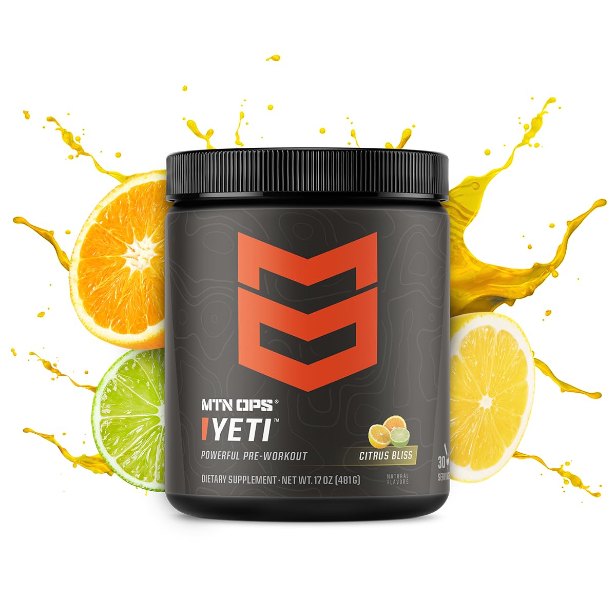 MTN OPS YETI powder scoop showing serving size for workouts