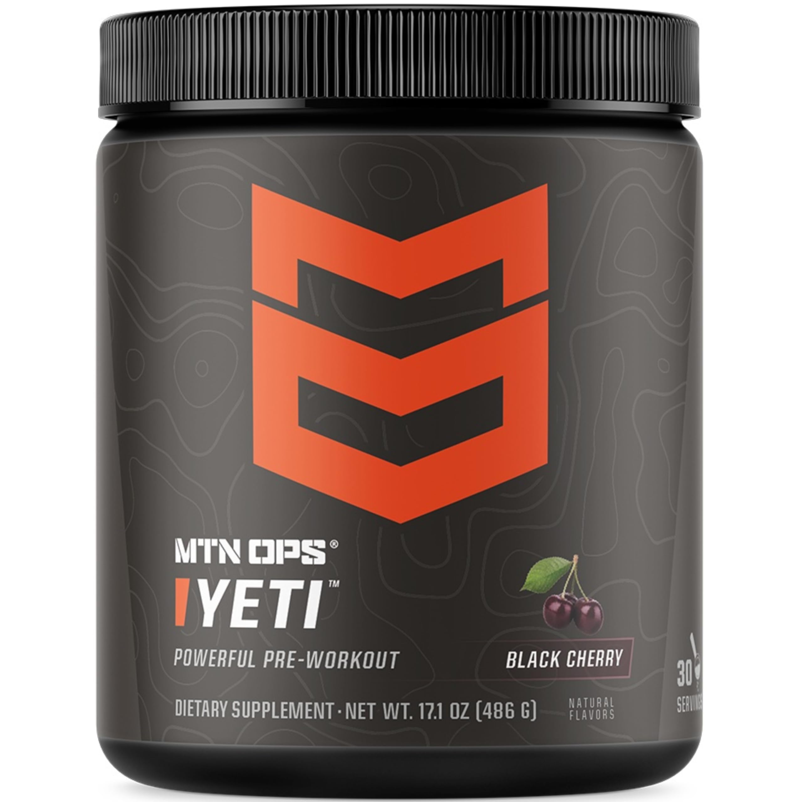 MTN OPS YETI powder tub ready-to-mix for disciplined pre-workout energy.