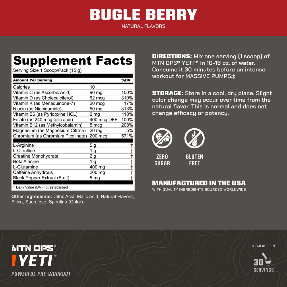 Sabor Bugle Berry de MTN OPS Yeti en primer plano.