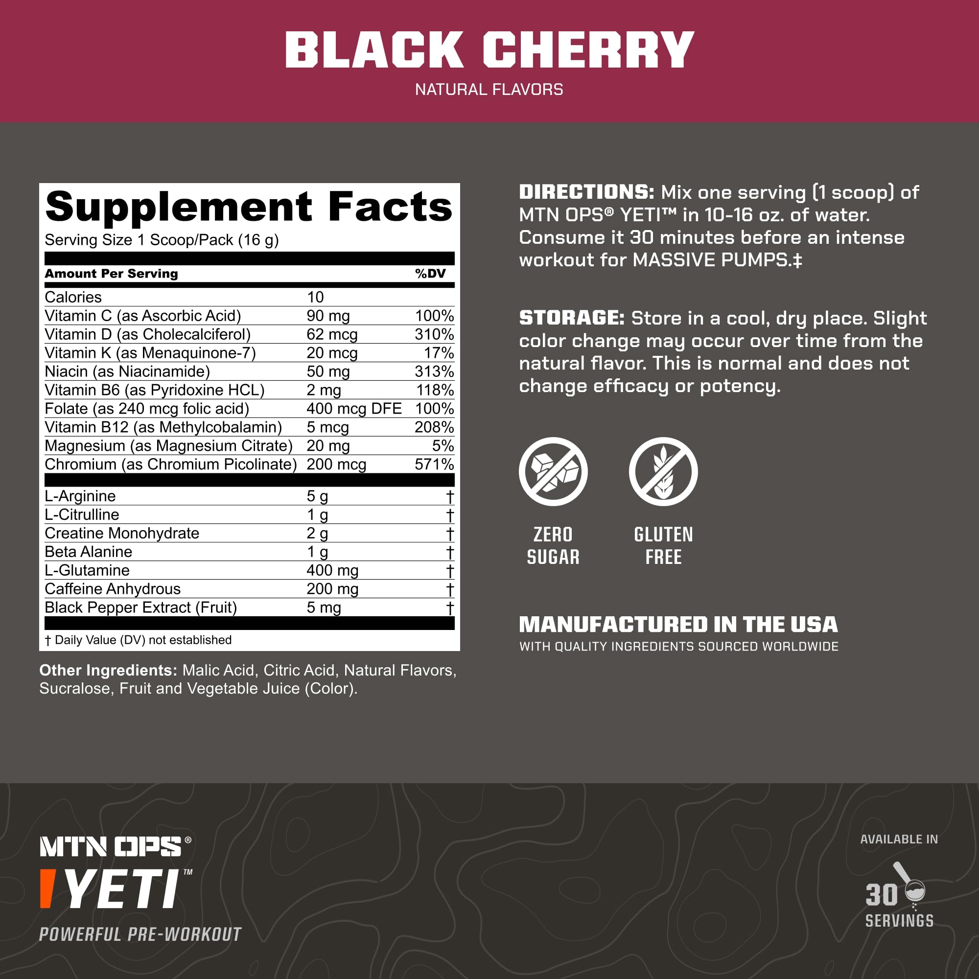 MTN OPS YETI mixed in water delivers clean energy and flavor.