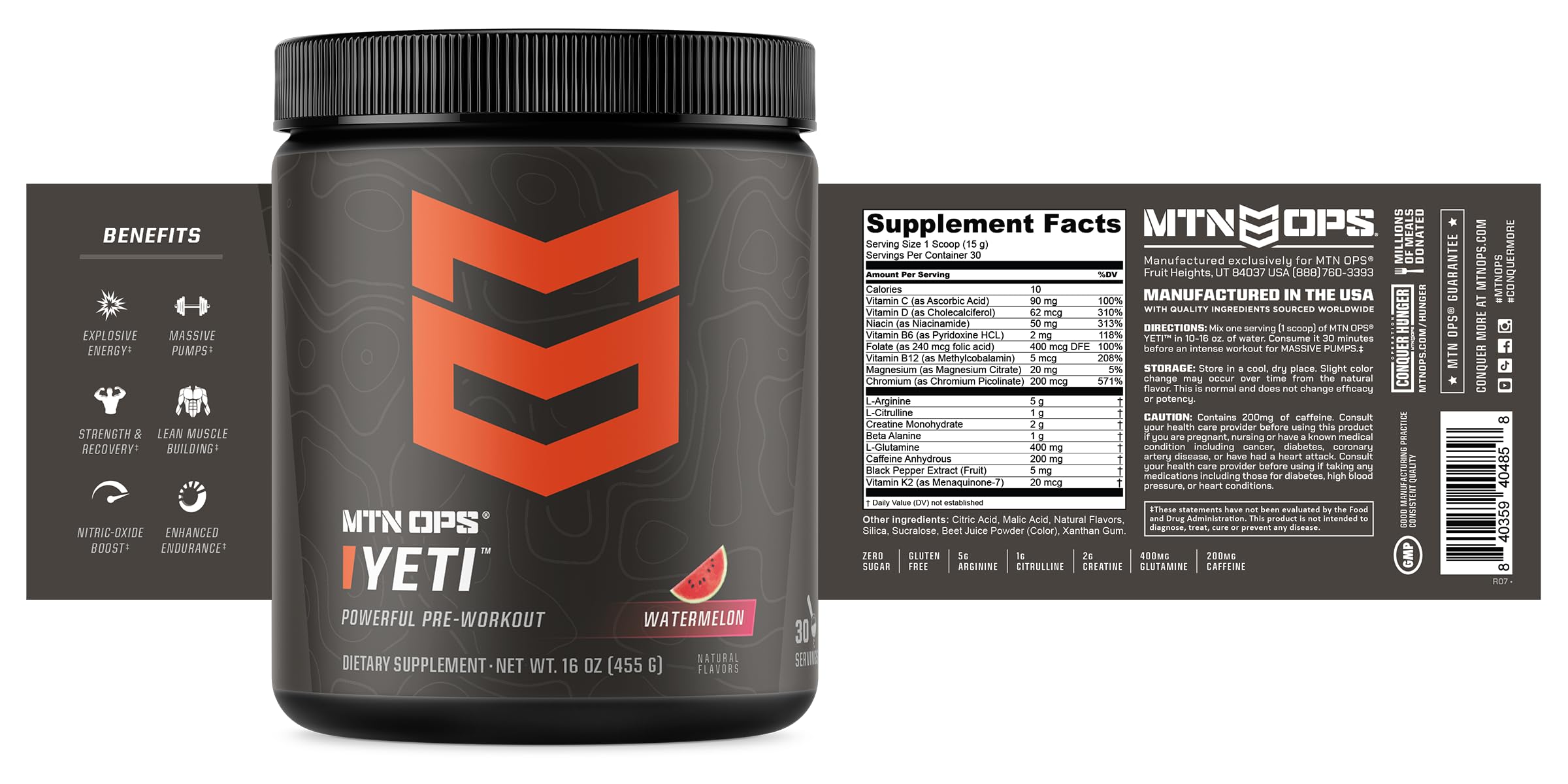 MTN OPS YETI timing with water shows 30-minute pre-workout use
