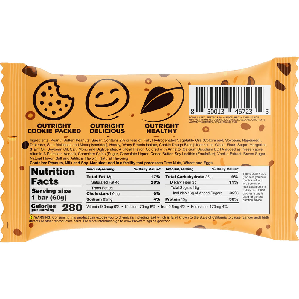 MTS Outright Bar cross-section shows real ingredients and a protein rich center