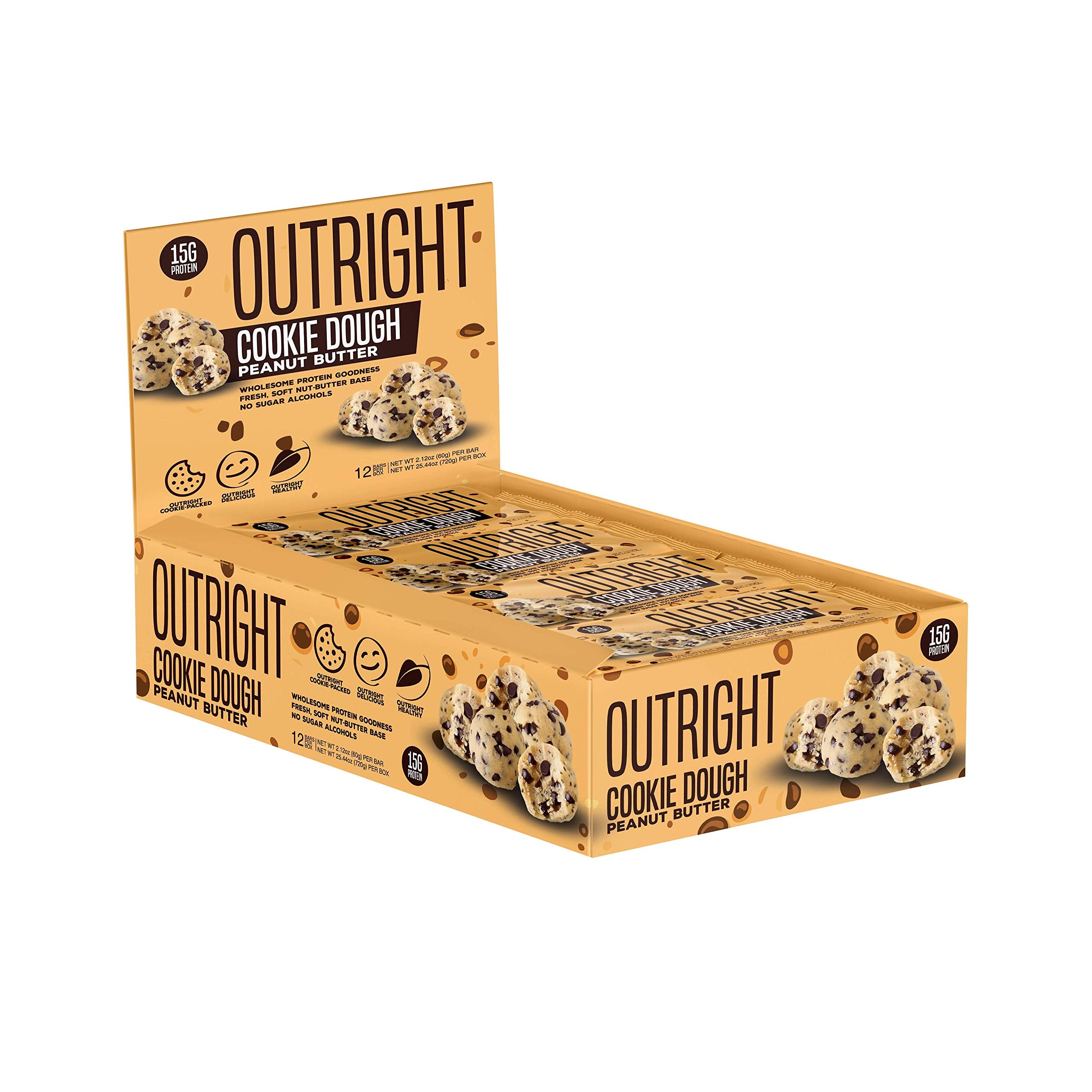 MTS Outright Bar packaging highlights no sugar alcohols for on the go snacking