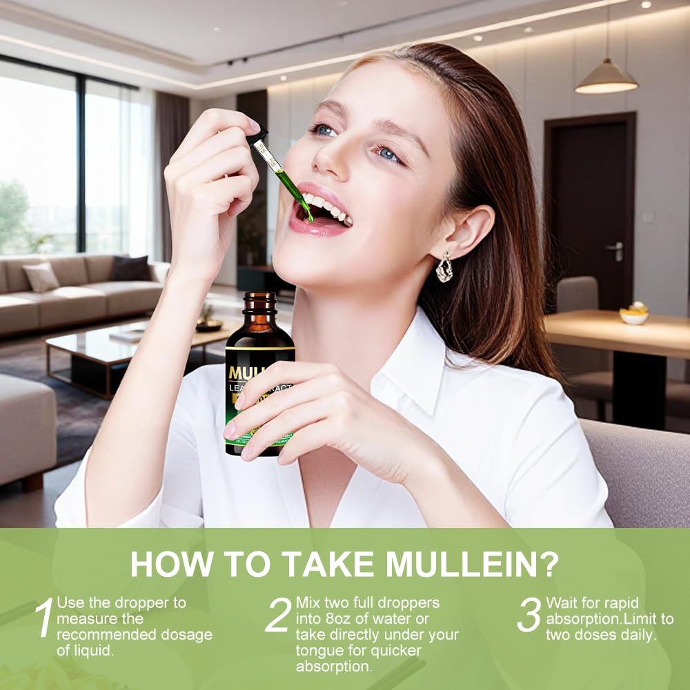 Mualgafy Mullein Drops leaf extract close up for respiratory support.