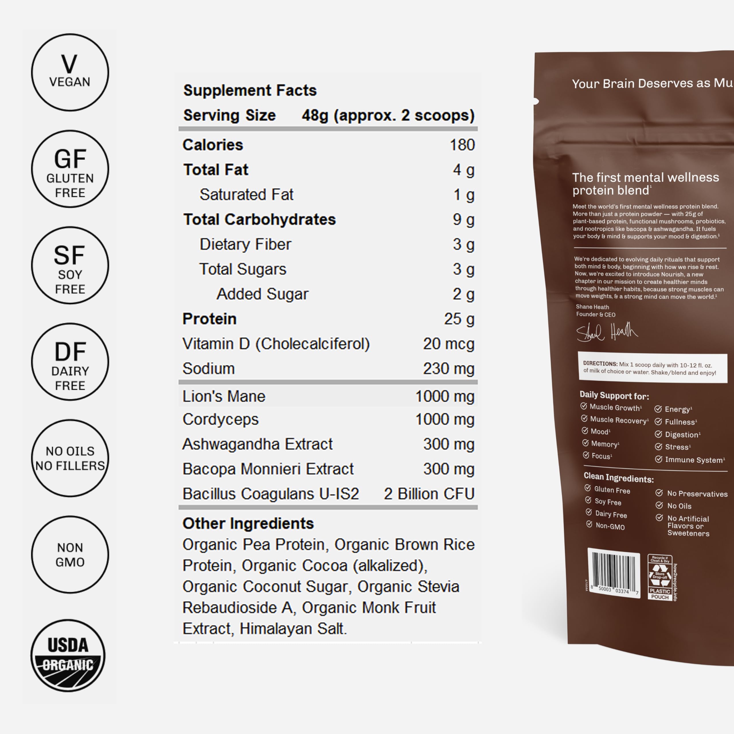 MUDWTR Nourish 7-serving pouch for easy daily use.