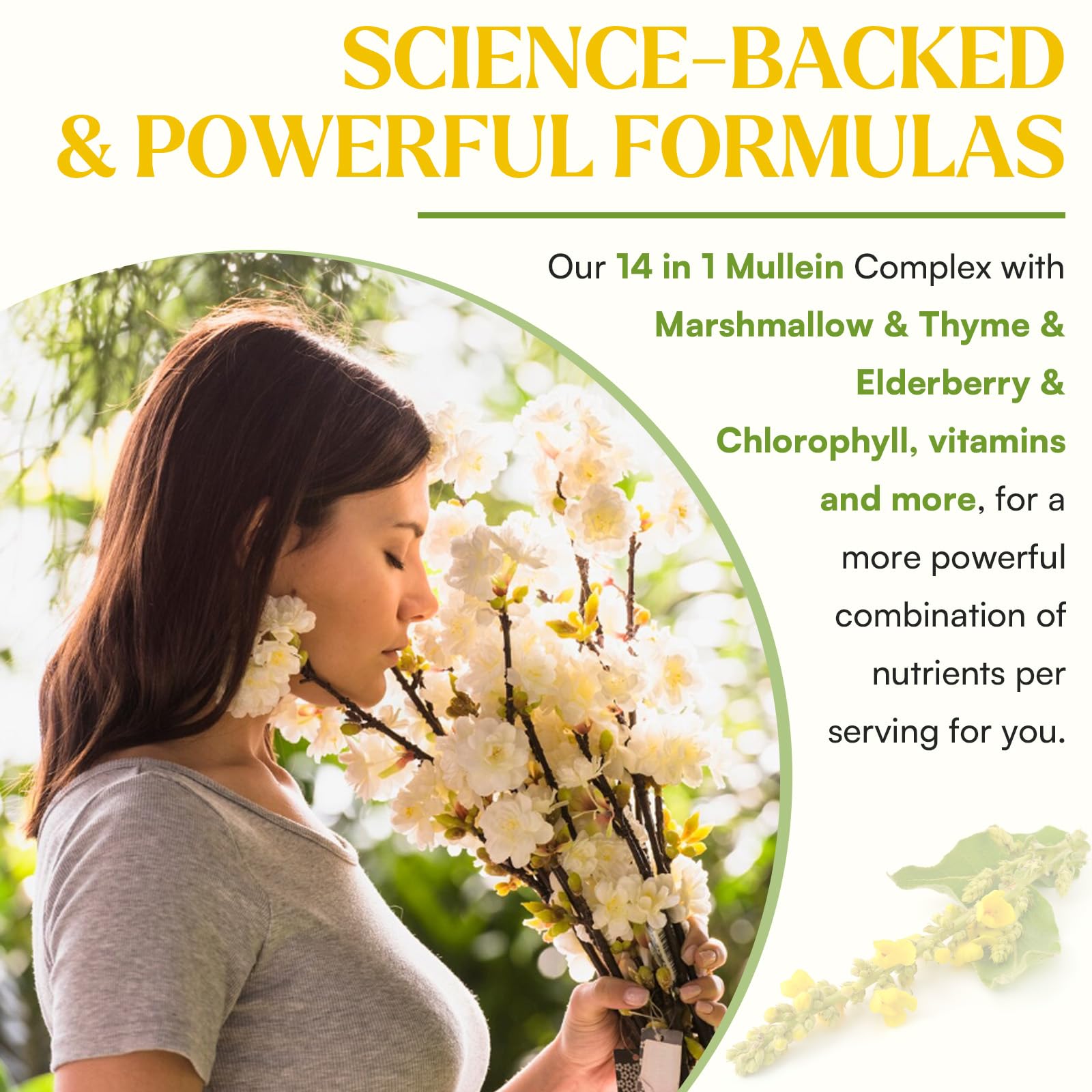 Close-up of bottle label emphasizes ingredients and bottle details.