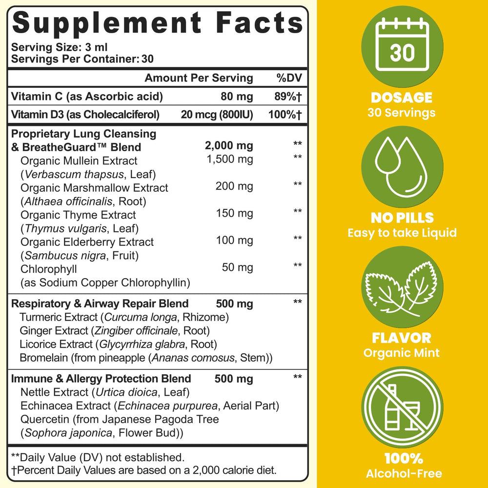 Muechaya Mullein Drops dropper shows precise daily dosing.