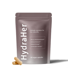 Mujruko HydraHer capsules bottle for intimate moisture and daily wellness