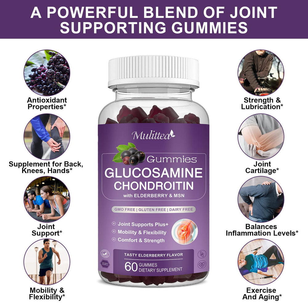 Mulittea elderberry berries emphasize antioxidant support in gummies.