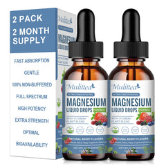 Mulittea Magnesium Glycinate Liquid Drop bottle front view with triple absorption