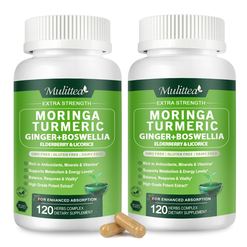 Mulittea moringa capsules pack front for daily wellness support.