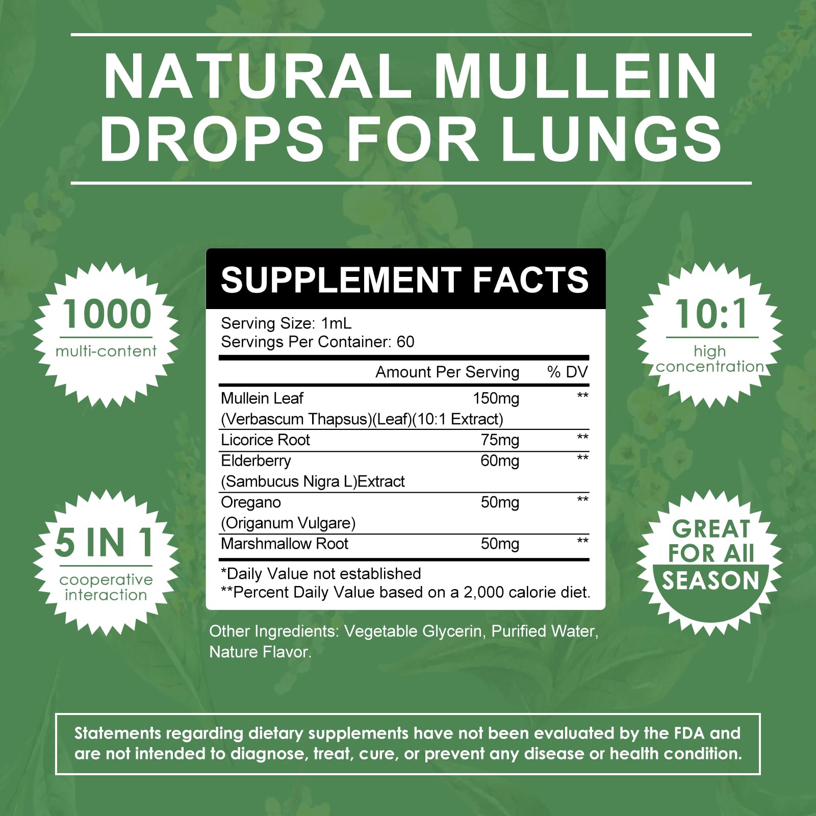 Mulittea Mullein Drops dropper dispensing for precise, gentle dosing.