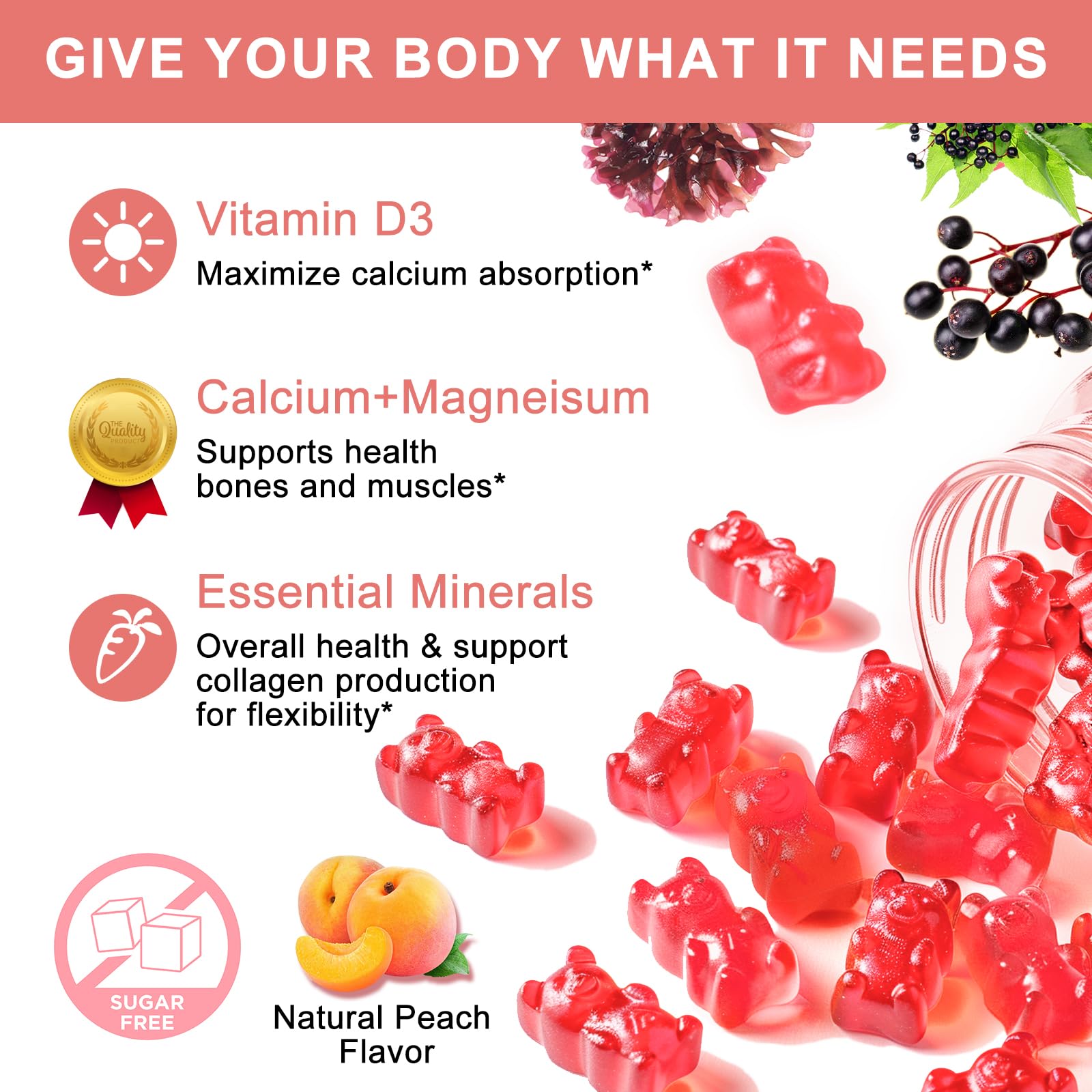 Mulittea Plan Calcium Gummies dosage pieces ready to chew.