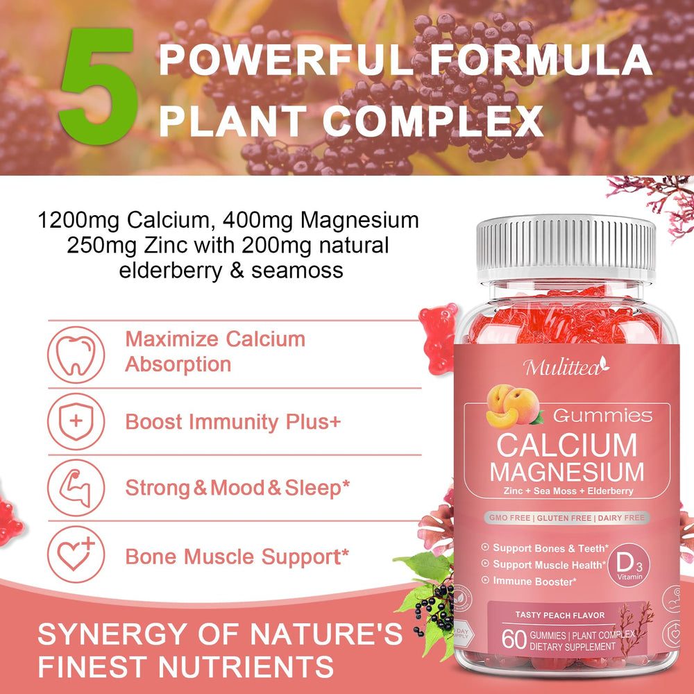 Mulittea Plan Calcium Gummies vegan-friendly, gelatin-free option.