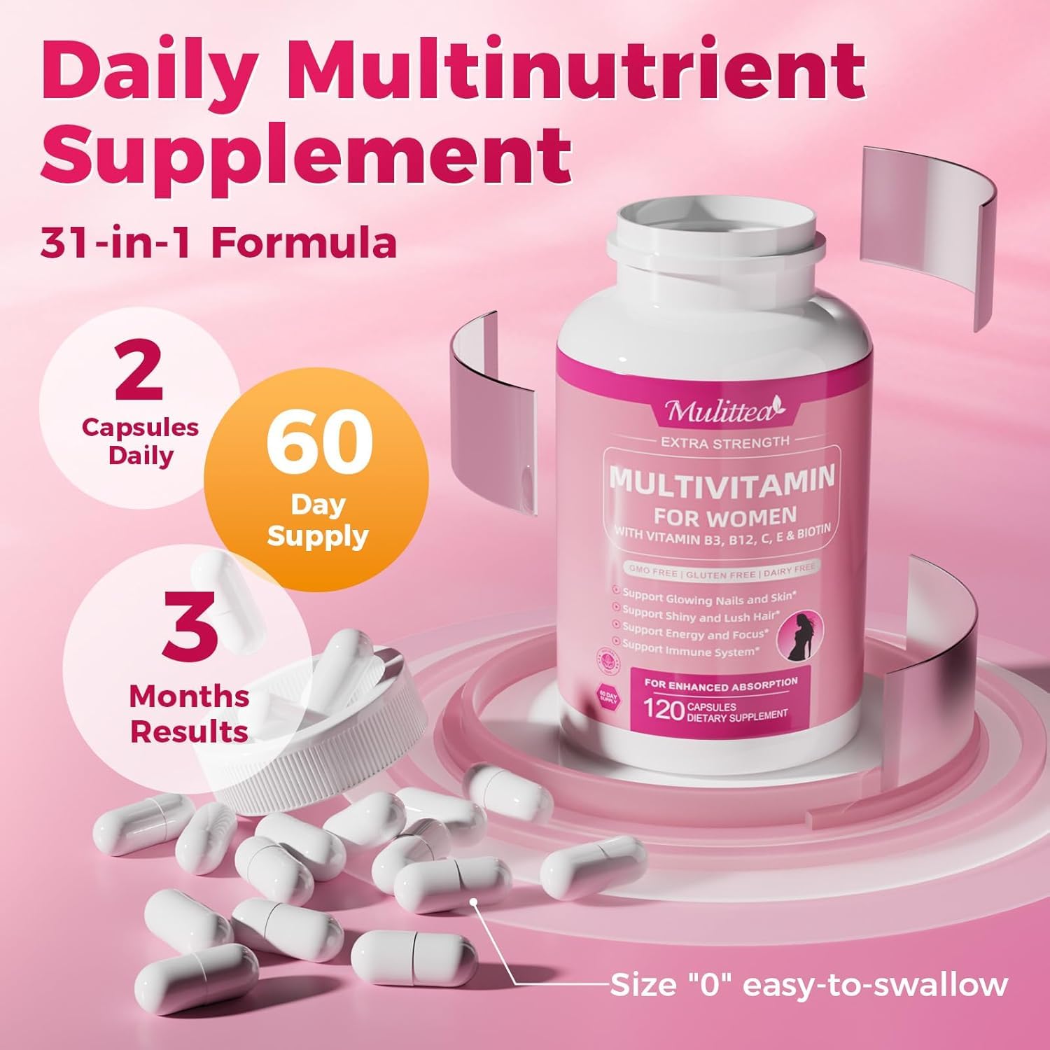 Mulittea nutrients closeup noting bioavailability features for better absorption.