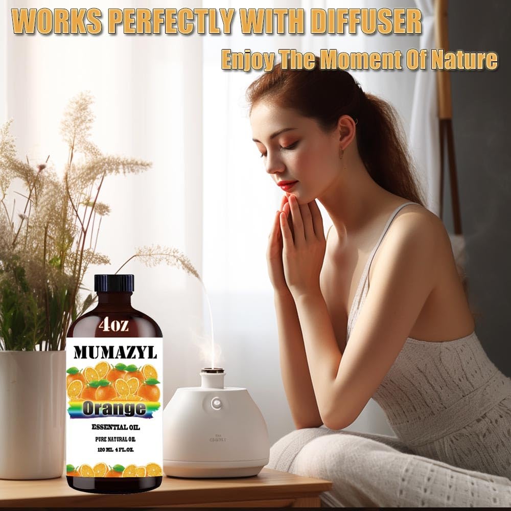 MUMAZYL Sweet Orange oil diffuser setup with refreshing citrus ambiance
