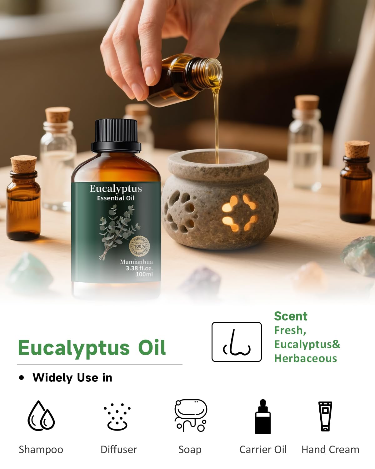Mumianhua eucalyptus room linen spray neutralizes odors.