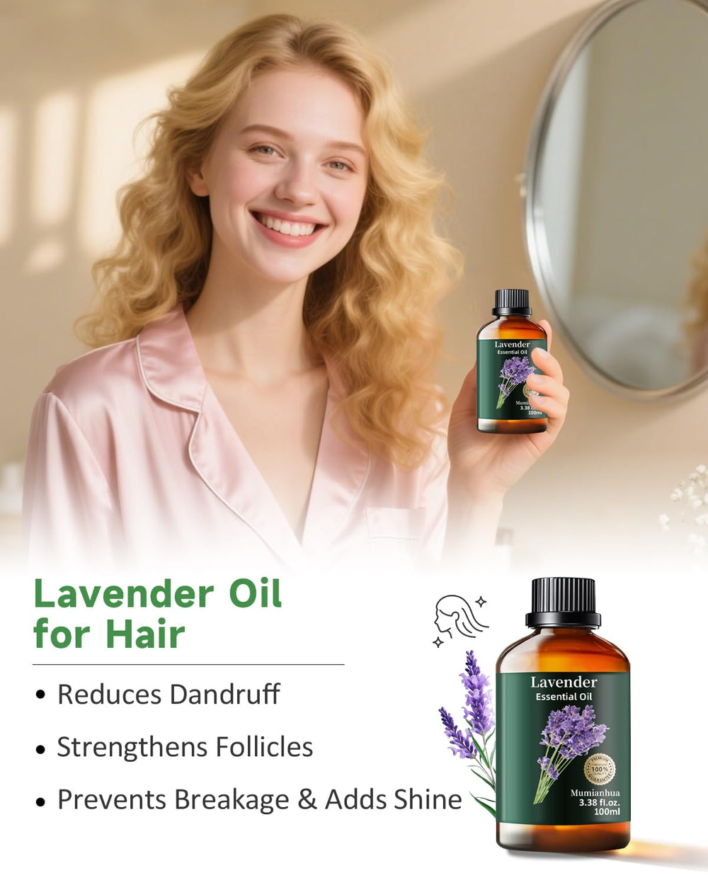 Mumianhua Lavender Oil used on skin and scalp with proper dilution