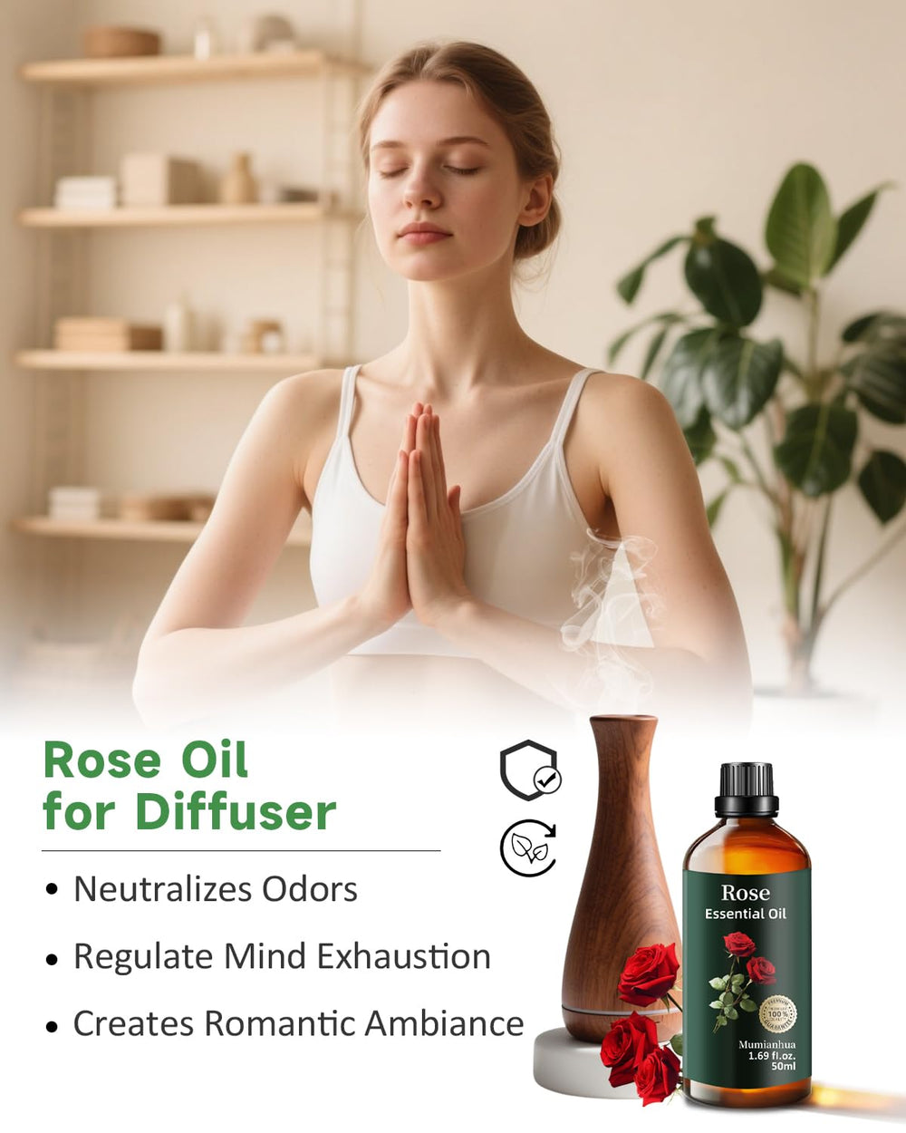 Mumianhua rose oil diffuser pairing for tranquil evenings
