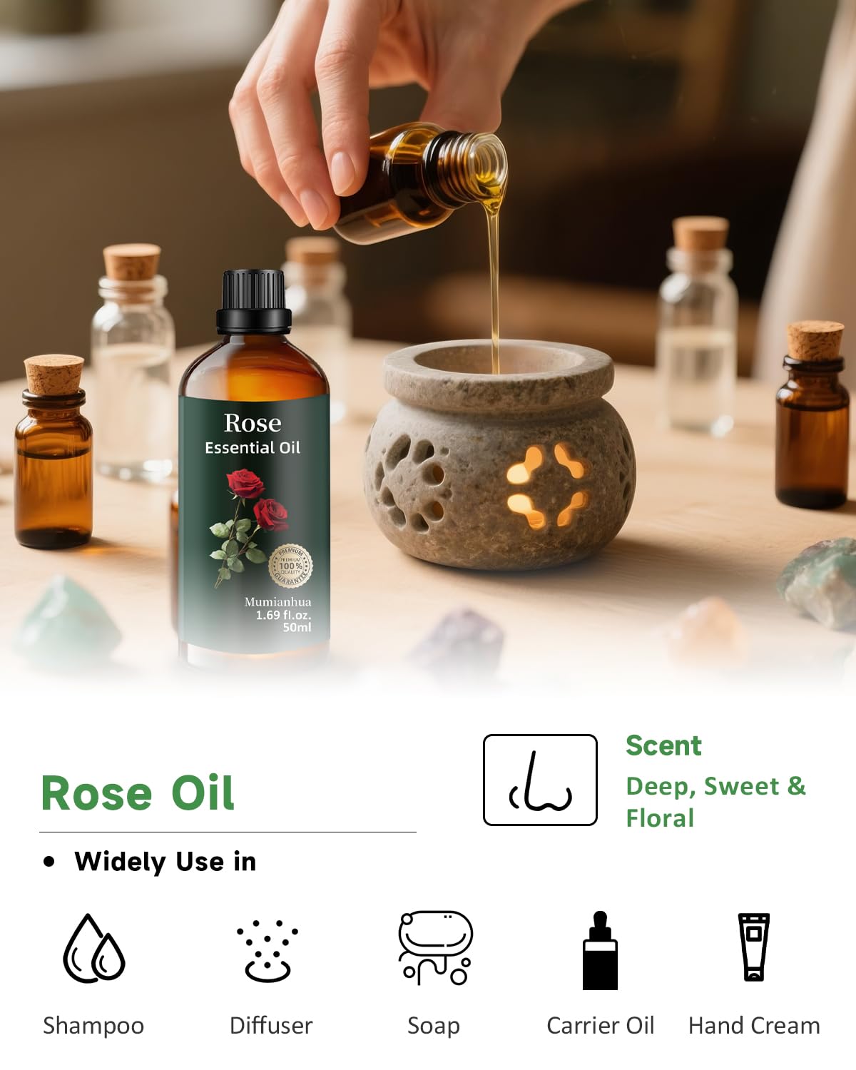 Mumianhua rose oil in hair care routine