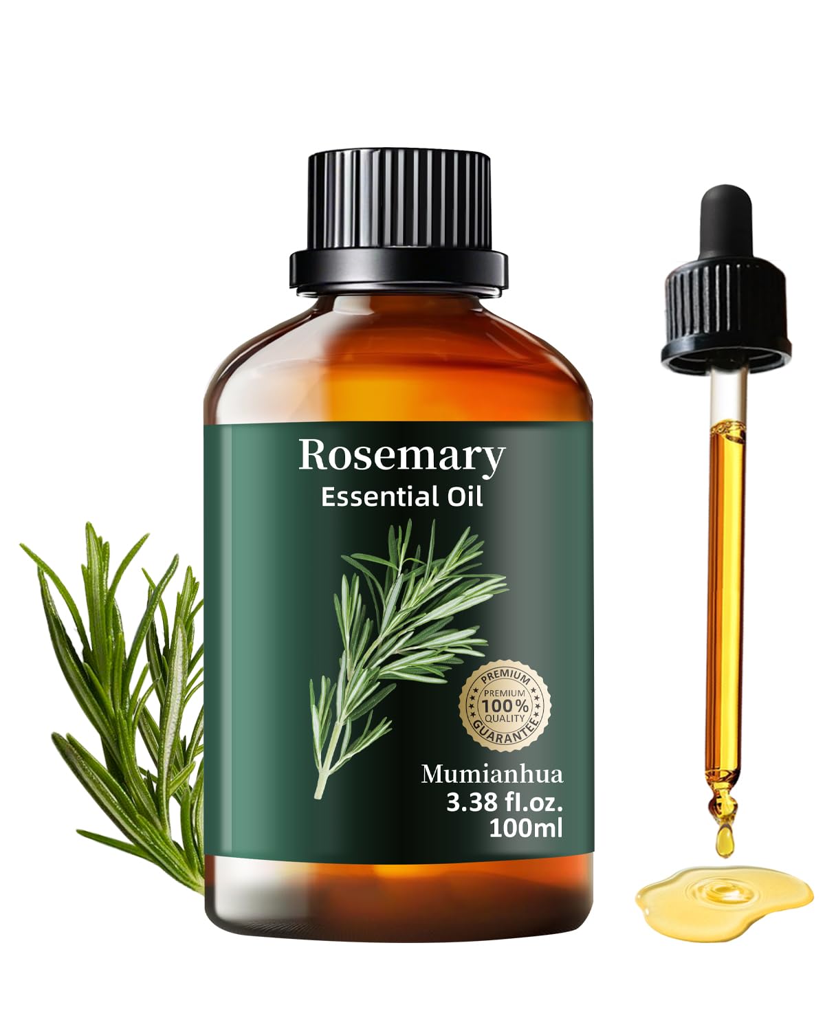 Mumianhua rosemary oil bottle pour for easy scalp application and daily hair care.