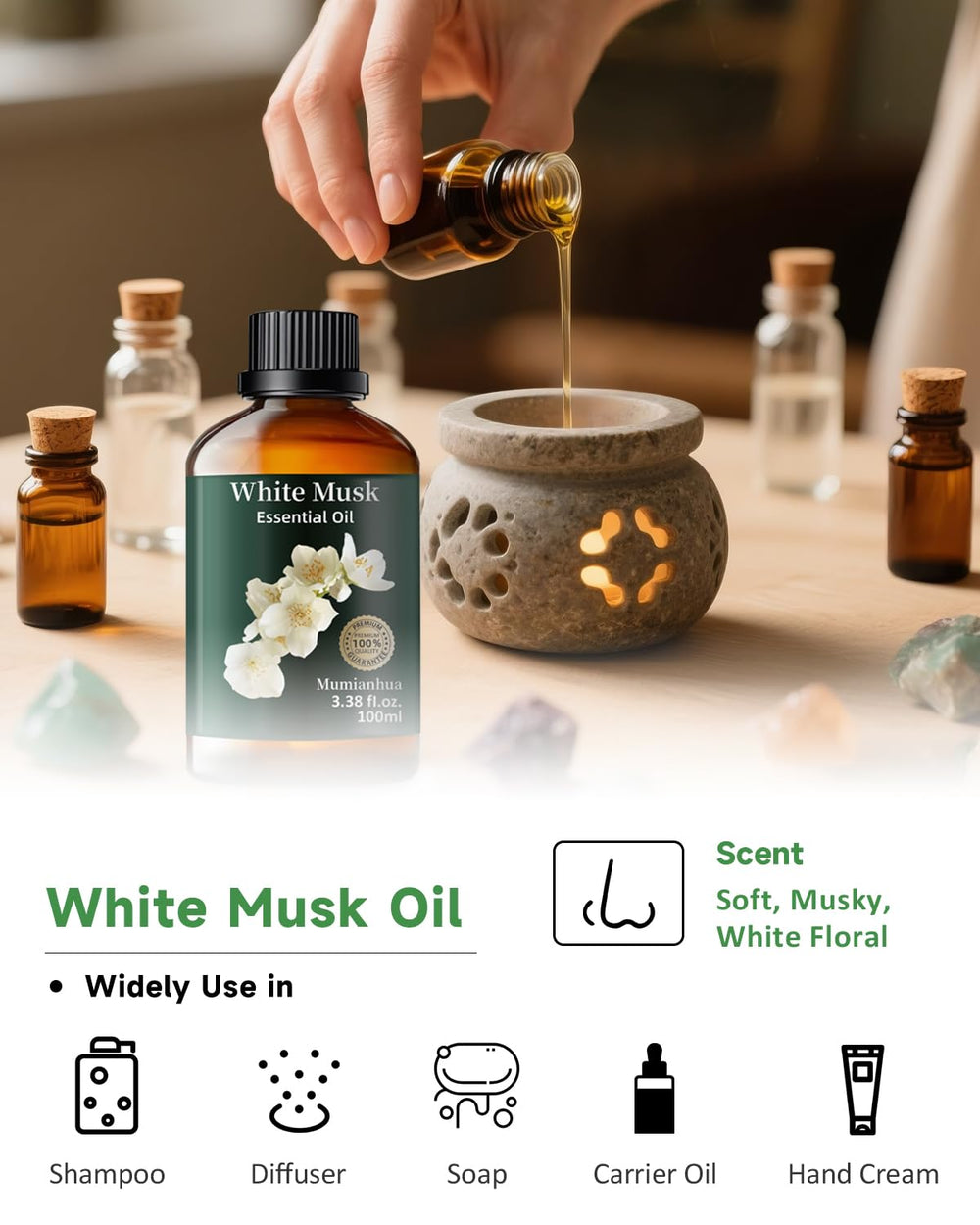 Mumianhua White Musk Oil used in candle making for musk notes