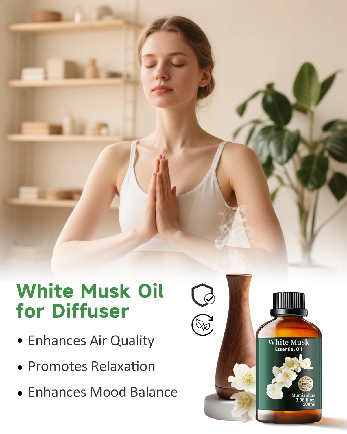 Mumianhua White Musk Oil diffuser blend option for aromatherapy