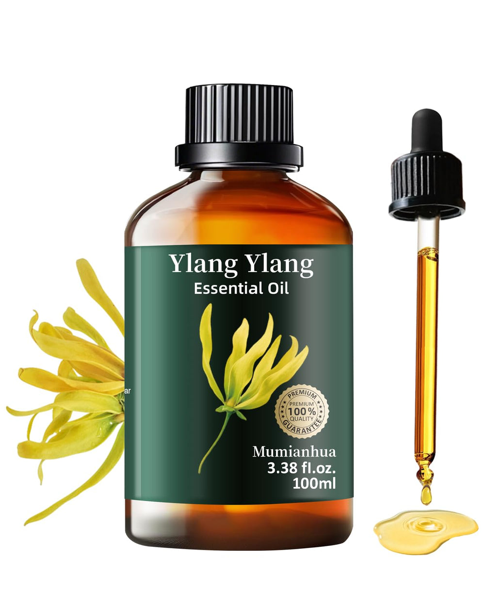 Mumianhua Ylang Ylang essential oil bottle pours for diffuser aromatherapy