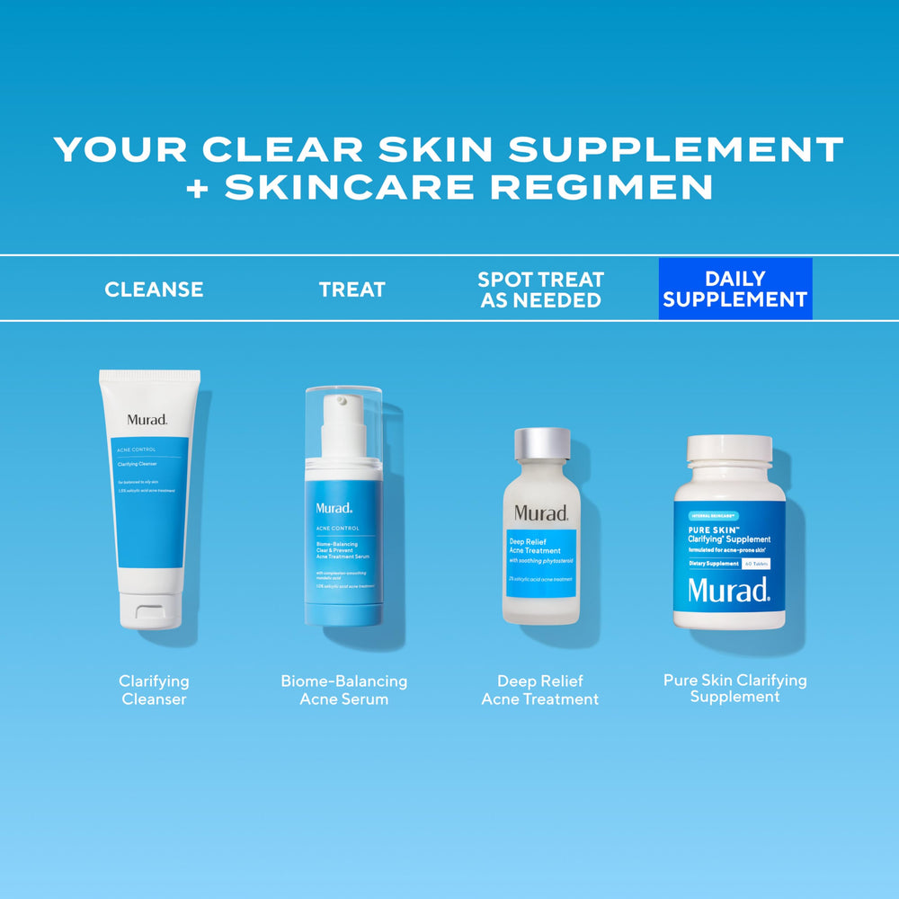 Murad Pure Skin Acne Supplements before-after image hinting smoother skin texture