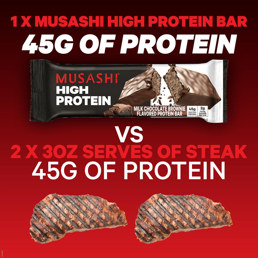 MUSASHI high protein bar 90g on-the-go snack idea