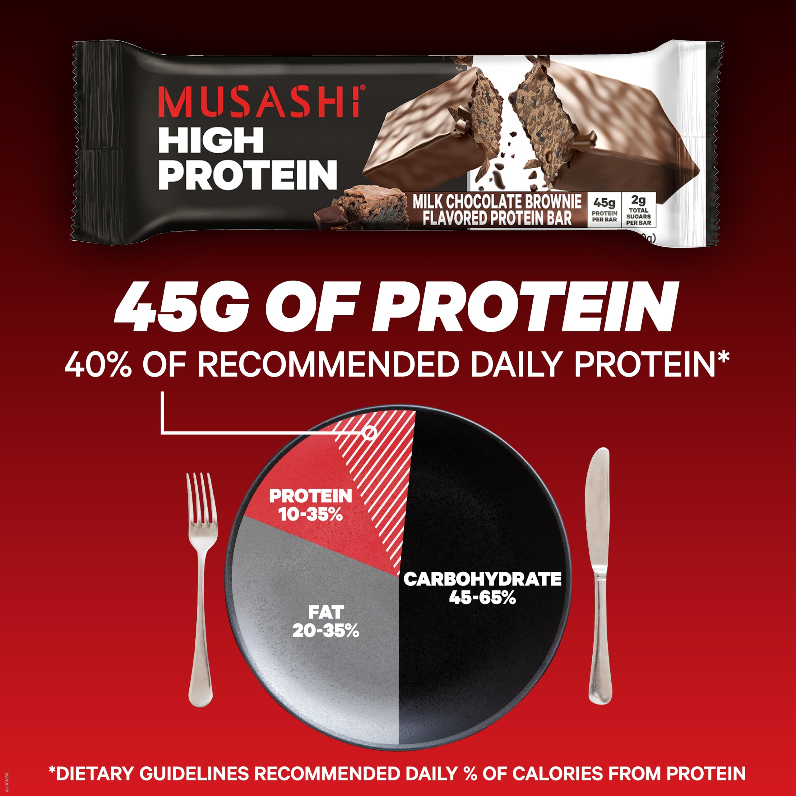 MUSASHI high protein bar 90g premium ingredients display