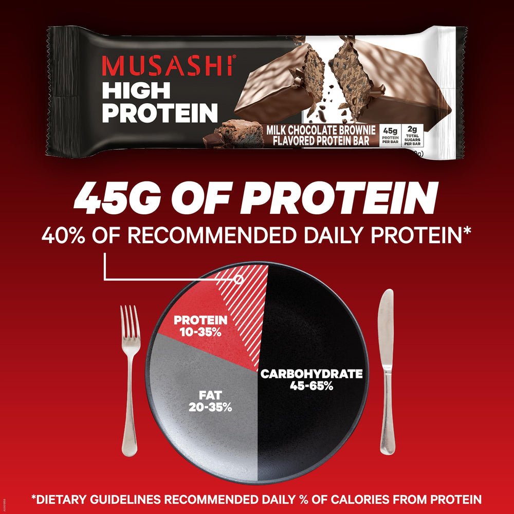 MUSASHI high protein bar 90g premium ingredients display