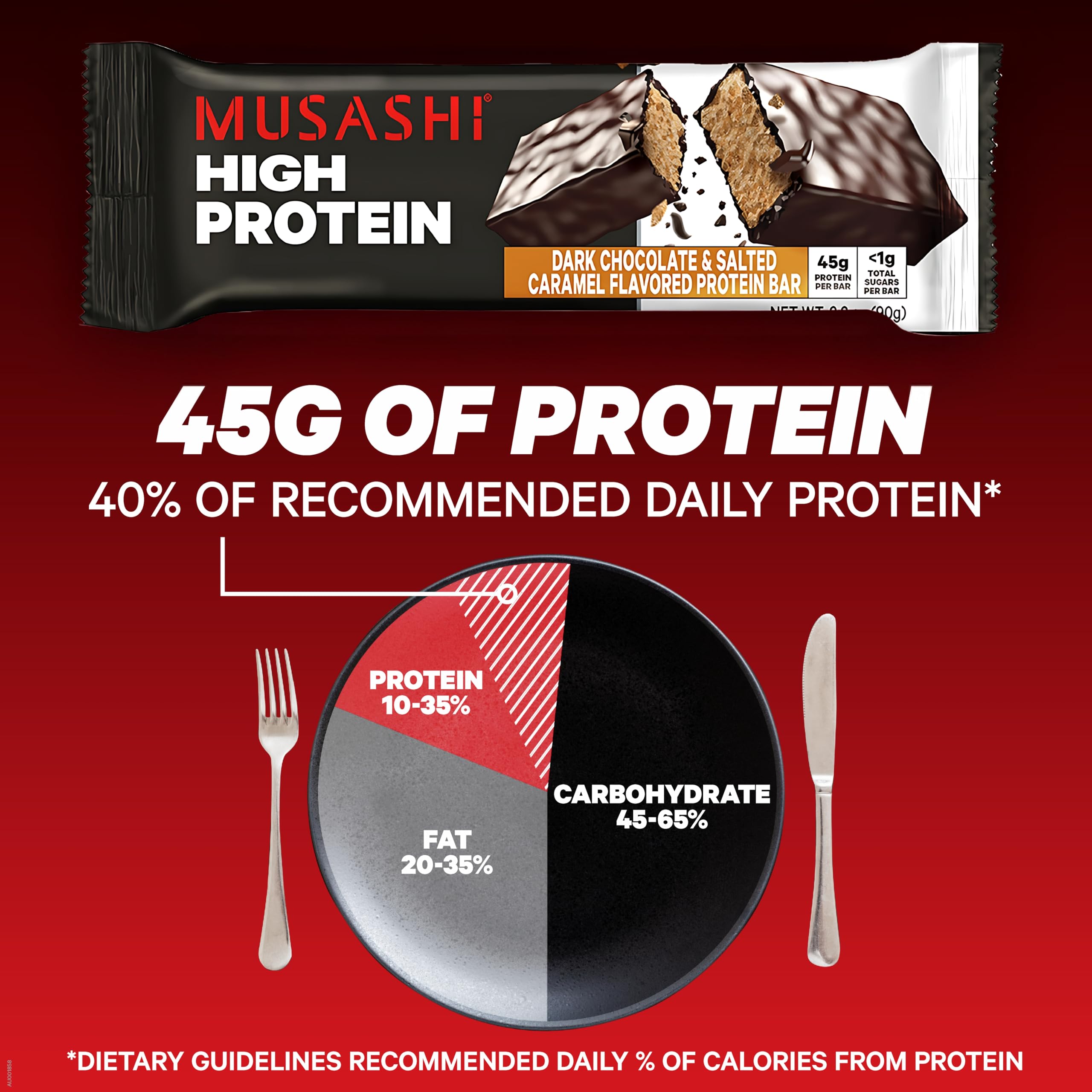 Musashi high protein bar wrapped for gym bag ready fuel during training sessions.