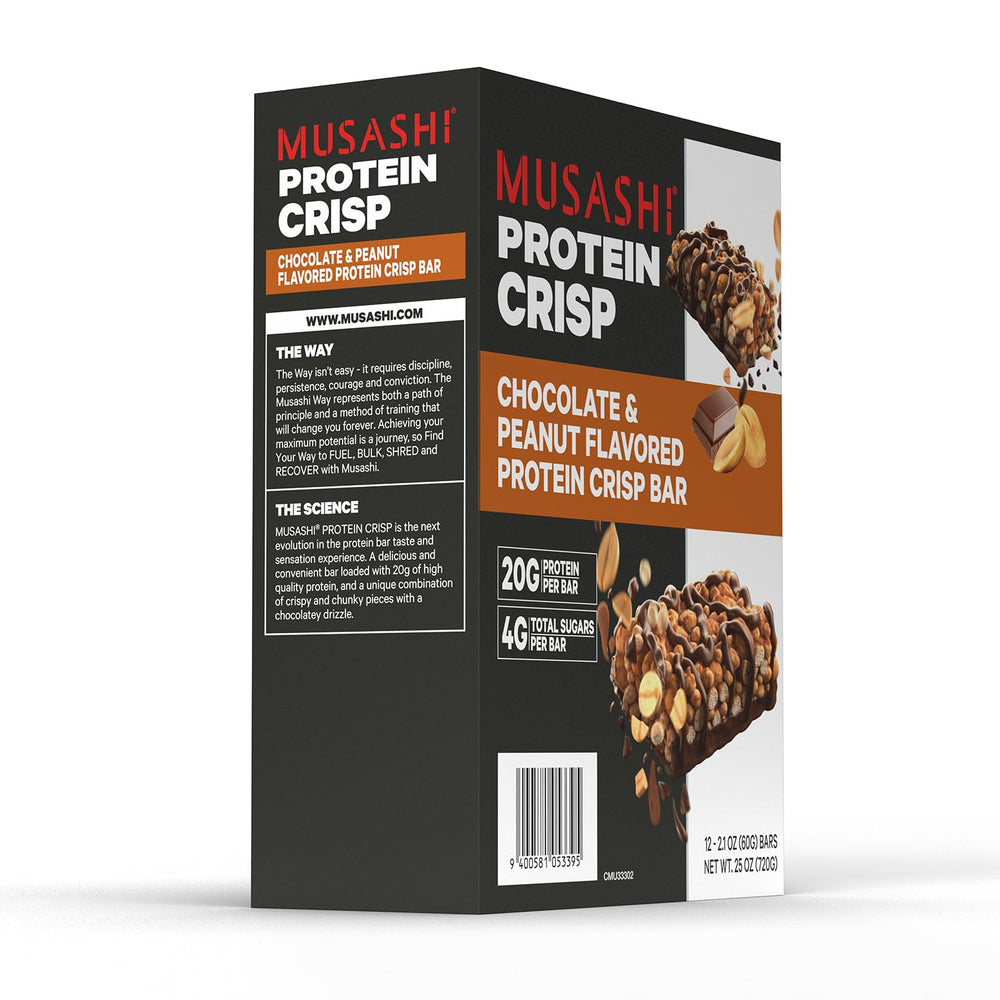 Athlete-focused training scene with MUSASHI Protein Crisp Bar