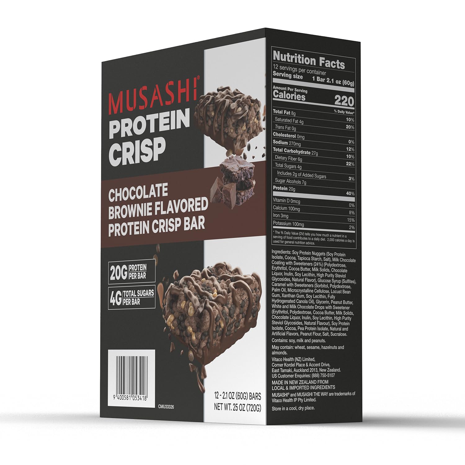 New Zealand formulation and premium ingredients highlighted in Musashi packaging
