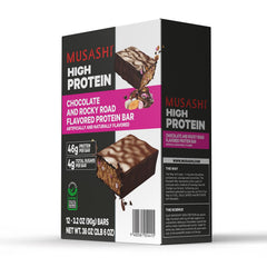 Musashi Rocky Road bar in a gym bag, ideal for on-the-go nutrition