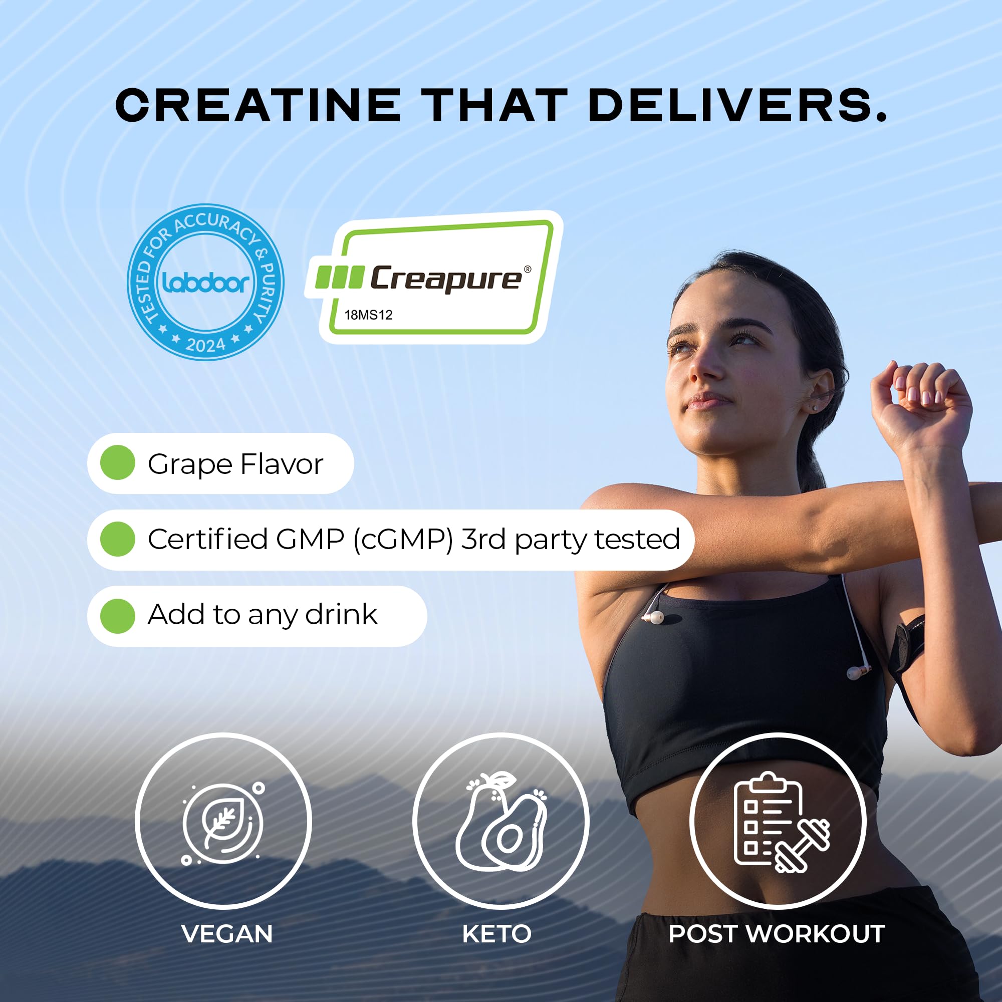 Muscle Feast Creapure Creatine Monohydrate powder close-up texture