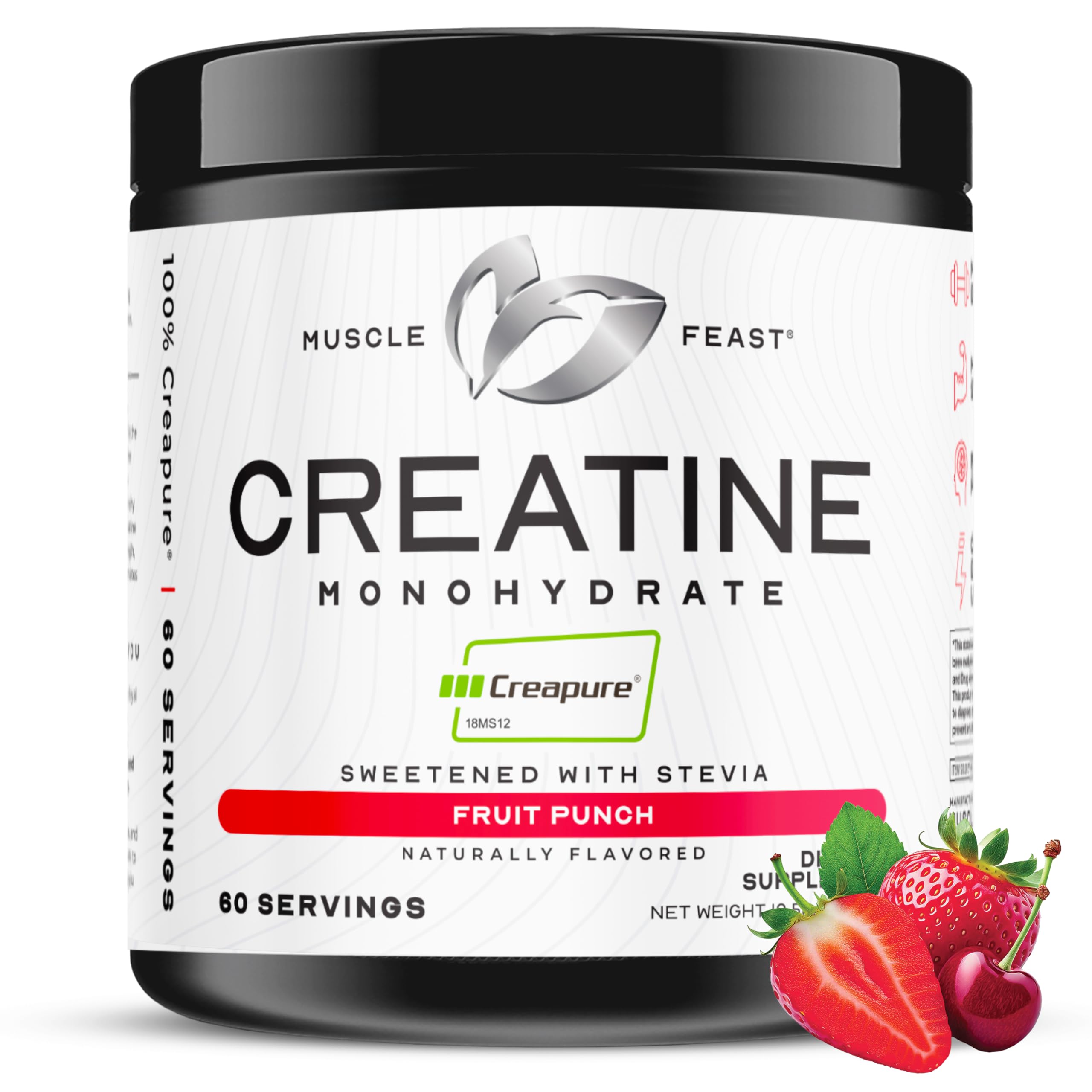 Muscle Feast Creapure packaging highlights pure creatine for trusted workouts.