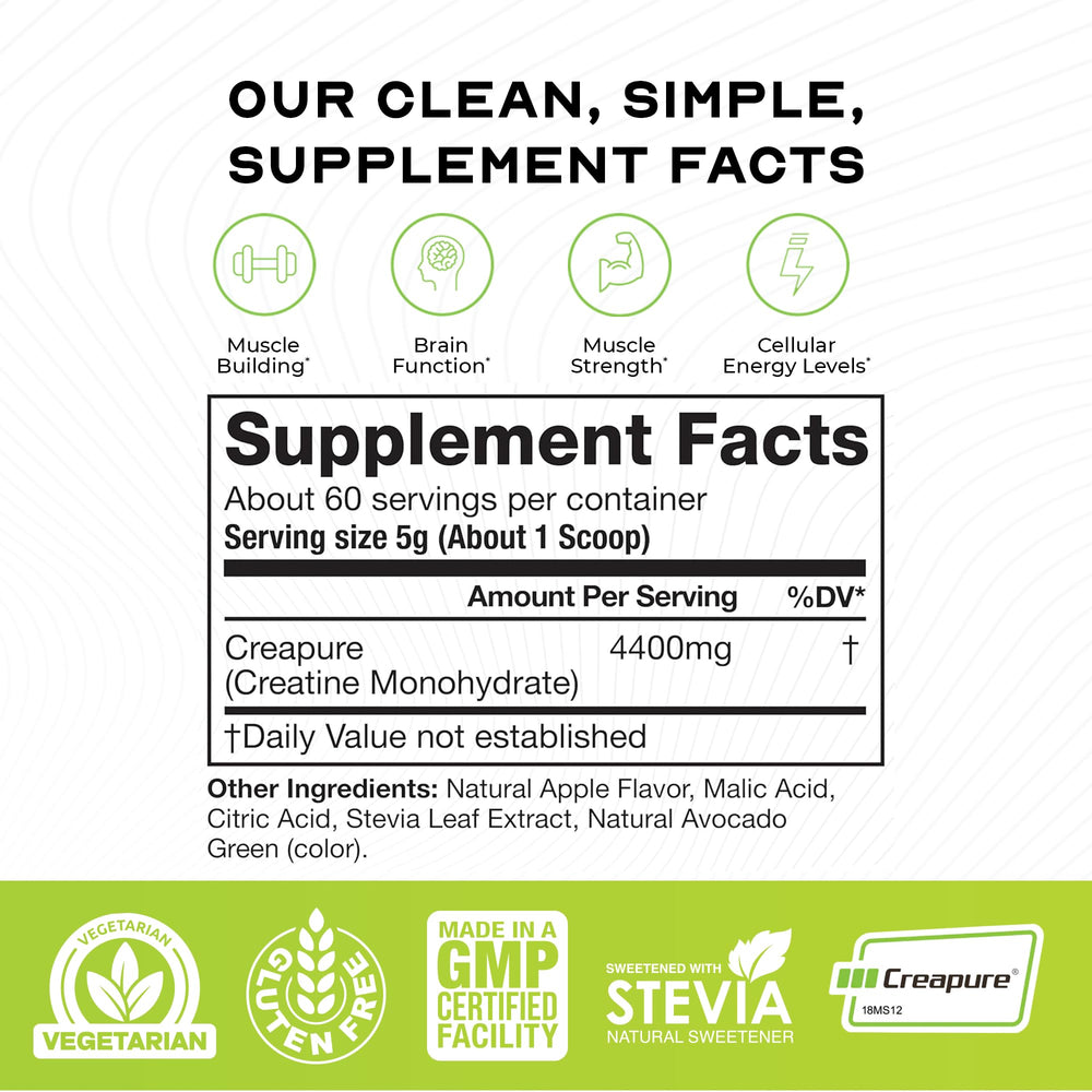 Muscle Feast Creapure tub with label highlighting quality.
