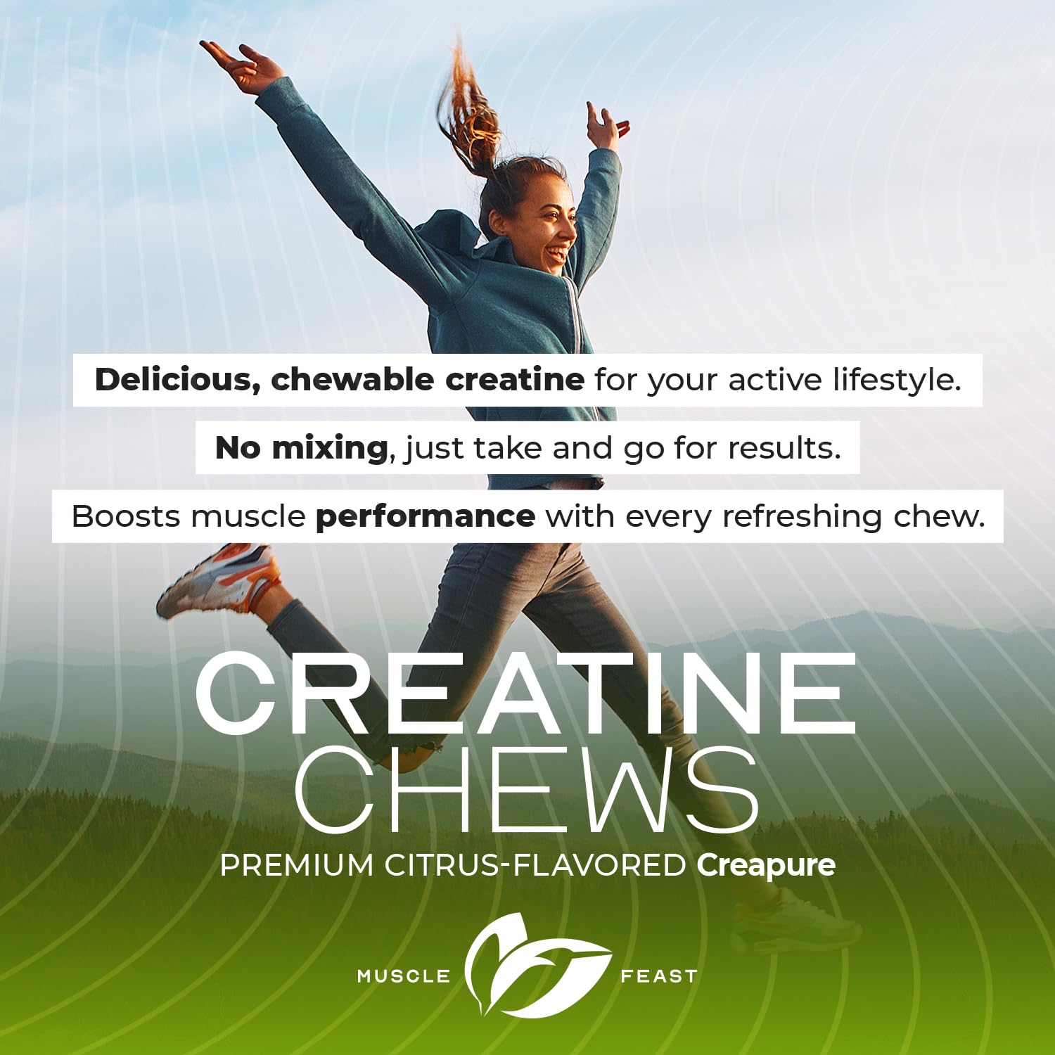 Muscle Feast Creatine Chewables Creapure ingredient highlighted for purity