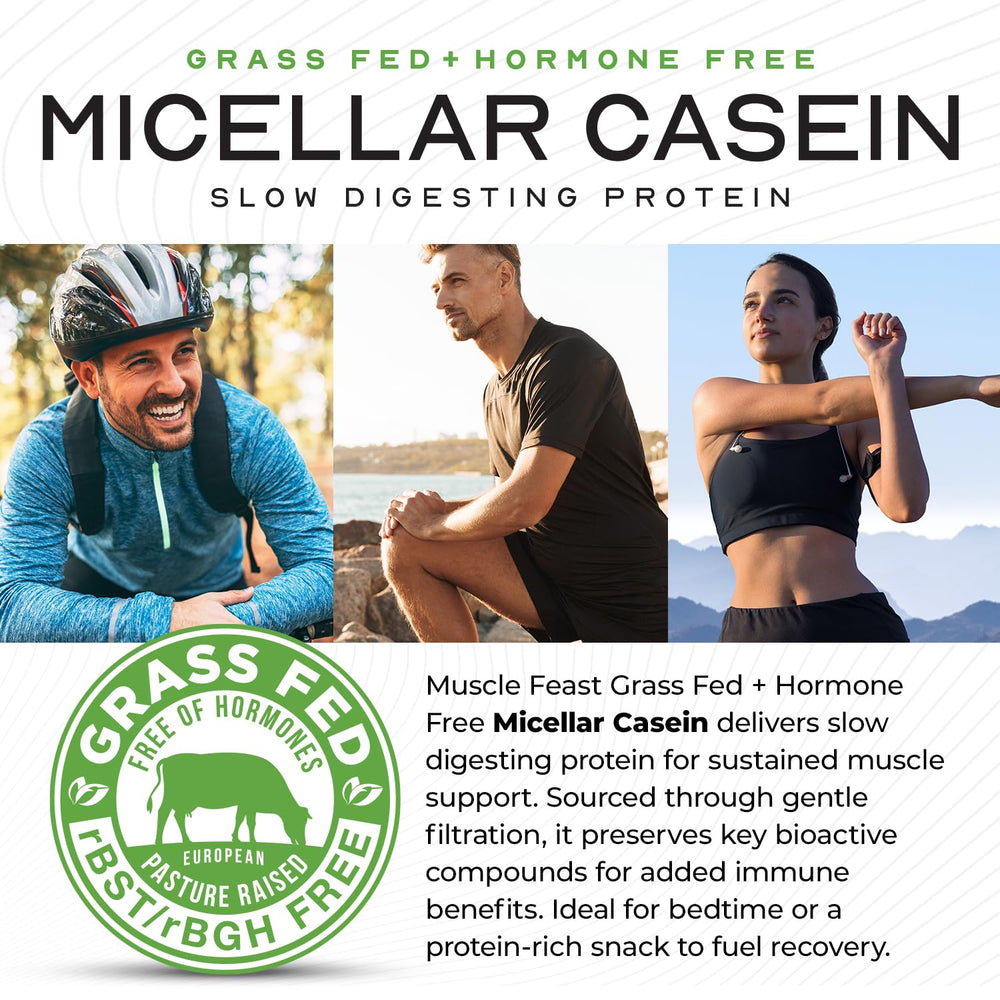Pour shot of Muscle Feast casein powder for smooth shake