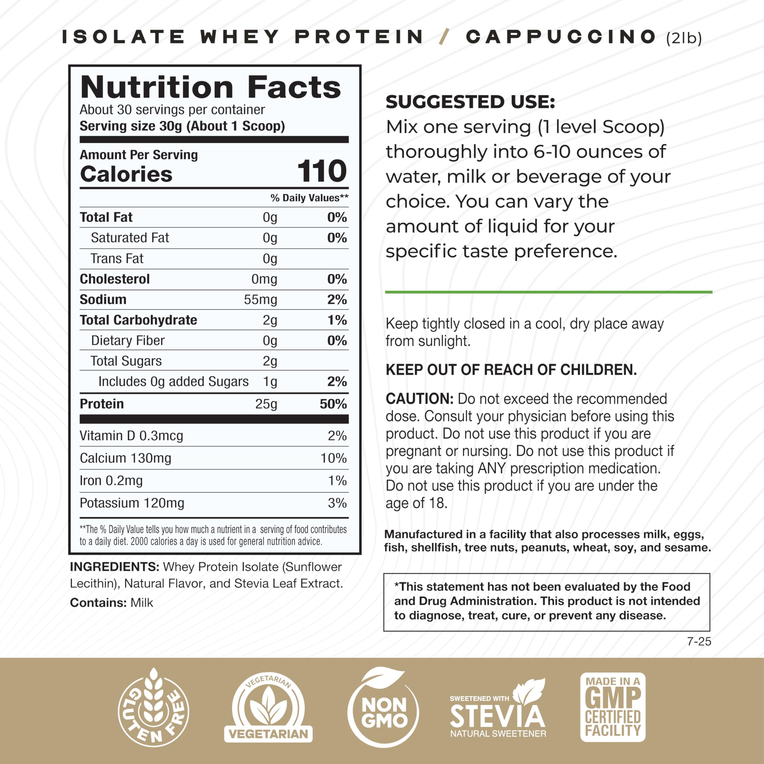 Muscle Feast cappuccino shake in glass, creamy coffee flavor after workouts.