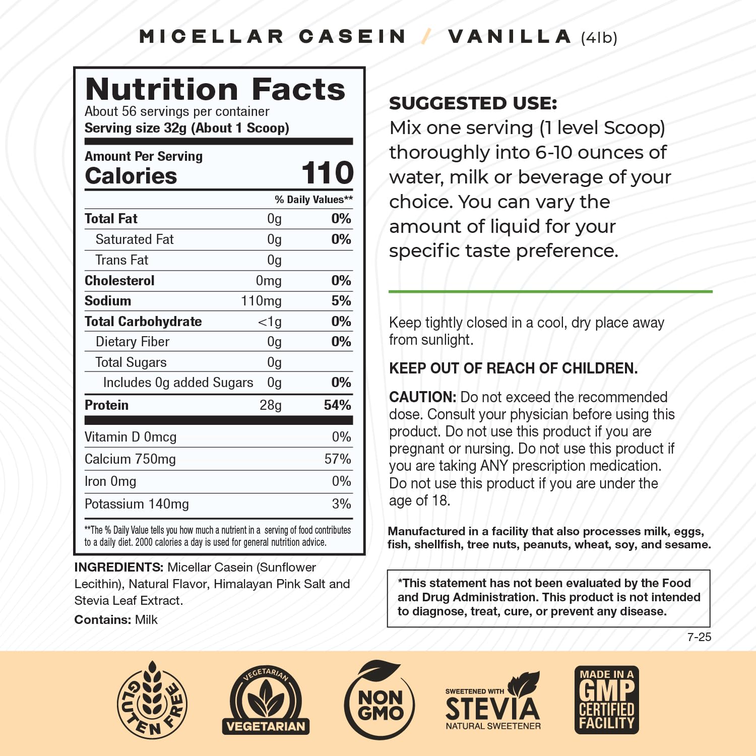 Keto-friendly gluten-free protein powder with a clean packaging design.